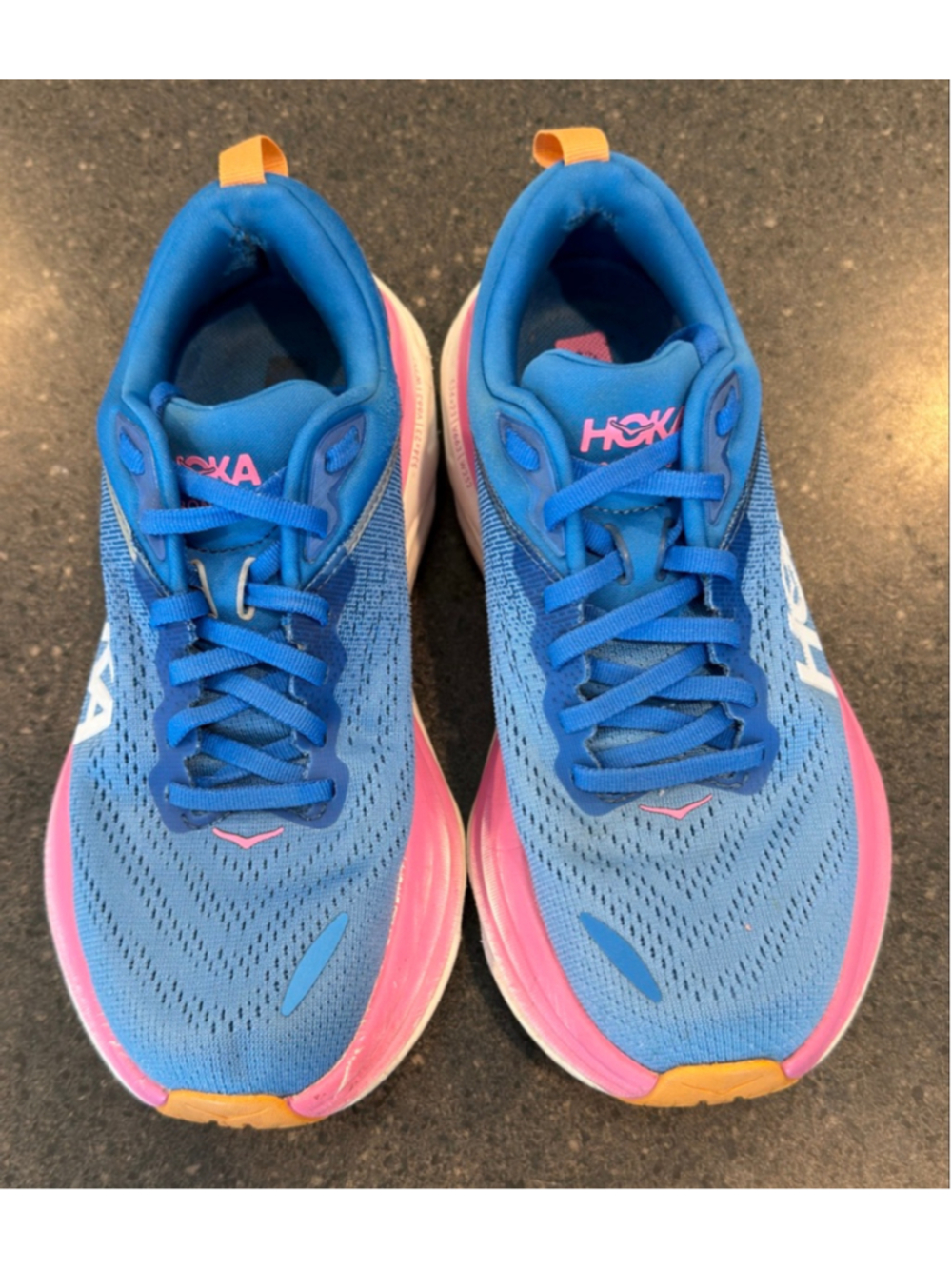 Hoka Bondi 8 Blue Pink Orange Women's Running Shoes Size 6.5 - Picture 5 of 14